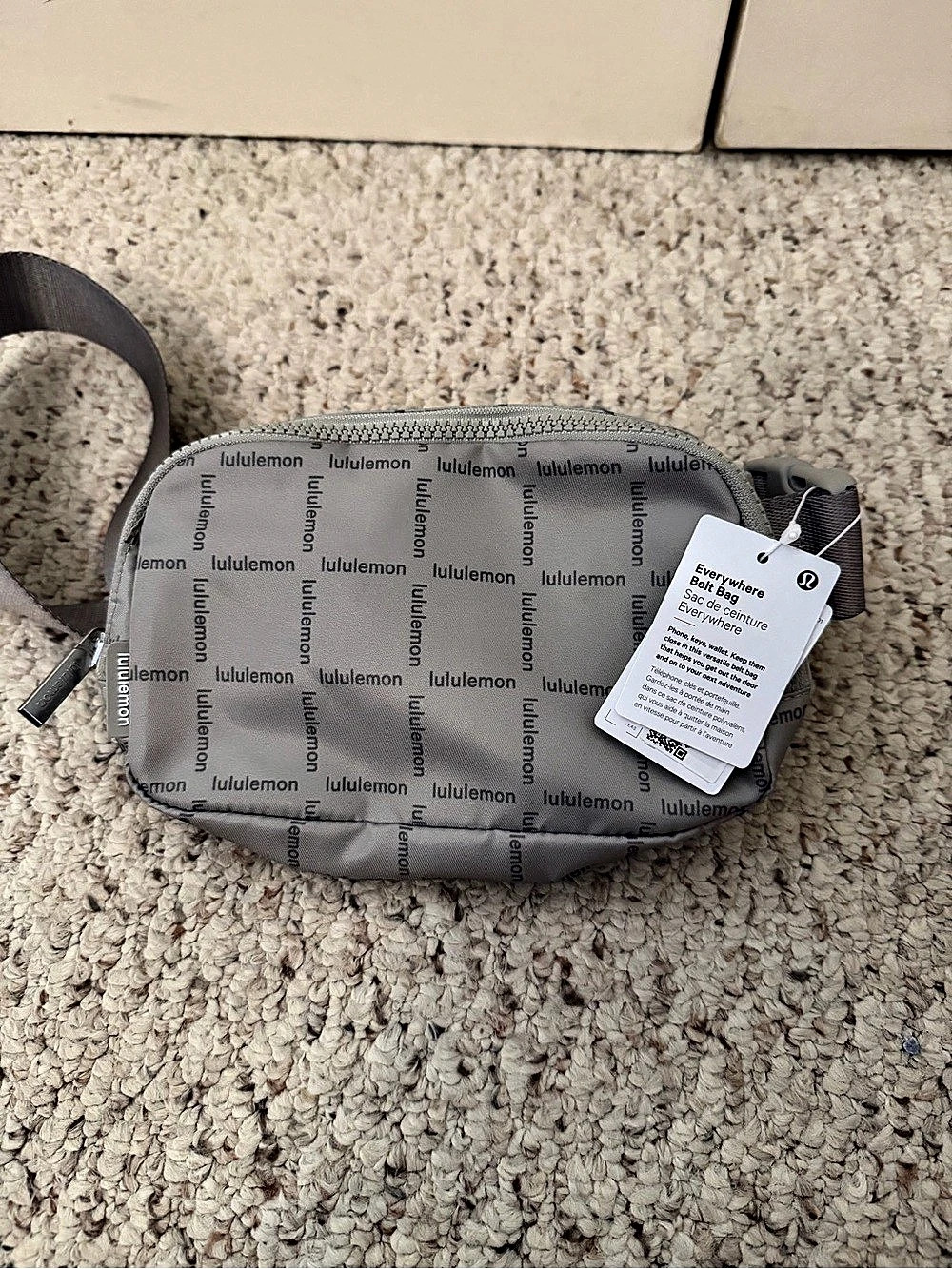 lululemon Everywhere Belt Bag 1L Wordmark Grid Crossbody Gray
